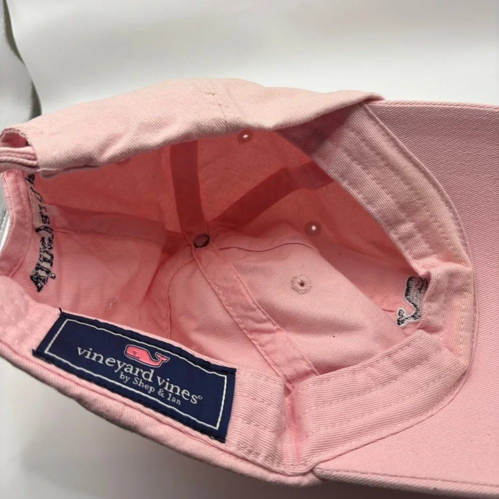 Baseball Cap Vineyard Vines Pink 100% Cotton Whale Logo Adjustable Hat Preppy